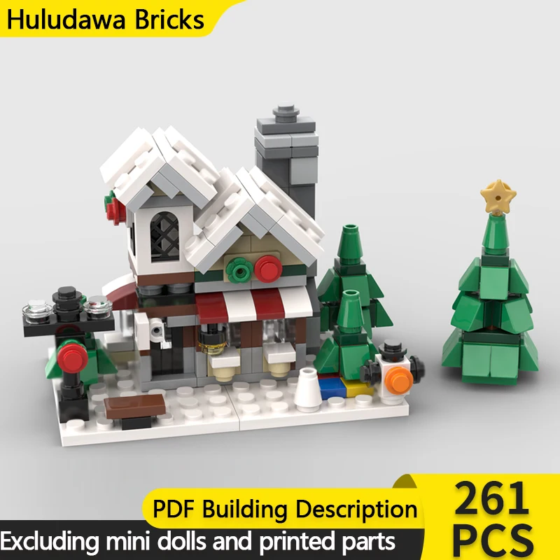 

Модель City Street View MOC, строительные кирпичи, Рождественский зимний магазин игрушек, модульная технология, детские праздничные подарки, сборный игрушечный костюм