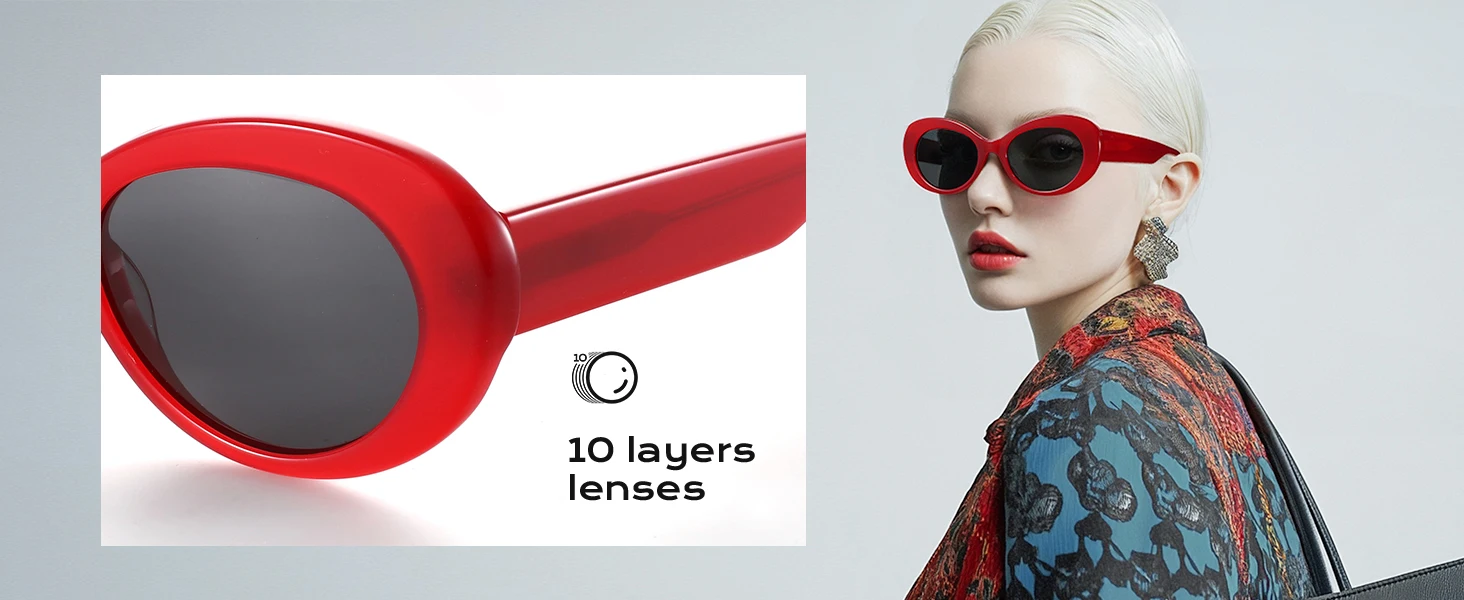 ZENOTTIC Neue Damen-Sonnenbrille, oval, handgefertigt, Acetat, polarisiert, UV400, Schutzsonnenbrille für Damen, Geschenk, Urlaub – Detail 4