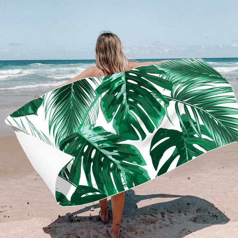 Tropical Palm Leaves Beach Towels Floral Ultra Soft Thin Bath Towel Highly Absorbent Multipurpose Towel for Hand,Gym and Spa