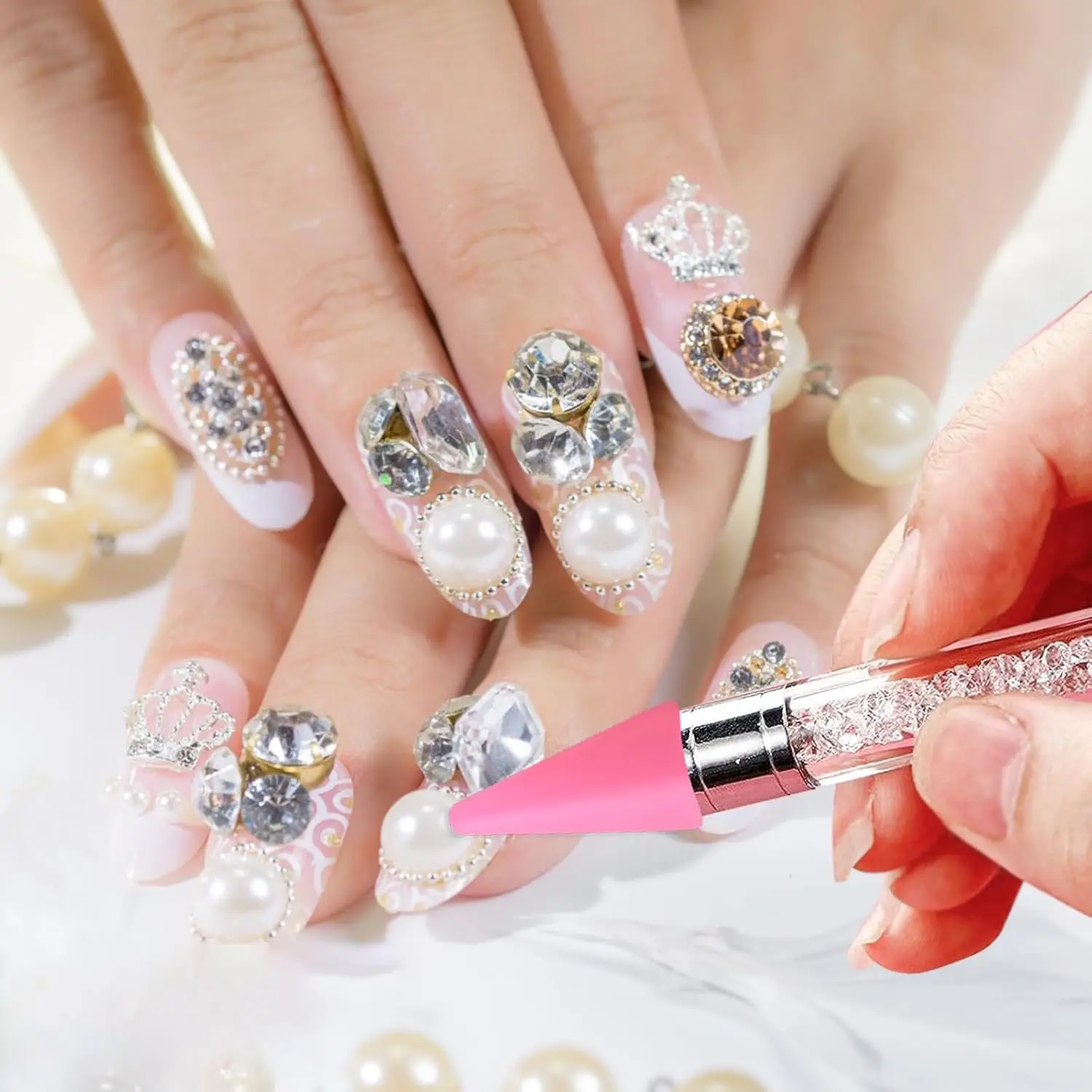 12 ชิ้น Wax เปลี่ยนหัวเคล็ดลับ Rhinestone Picker เครื่องมือสําหรับเล็บ Dotting ปากกา Pick Up เล็บอัญมณีเครื่องประดับปากกาขี้ผึ้งสําหรับ Rhinestones