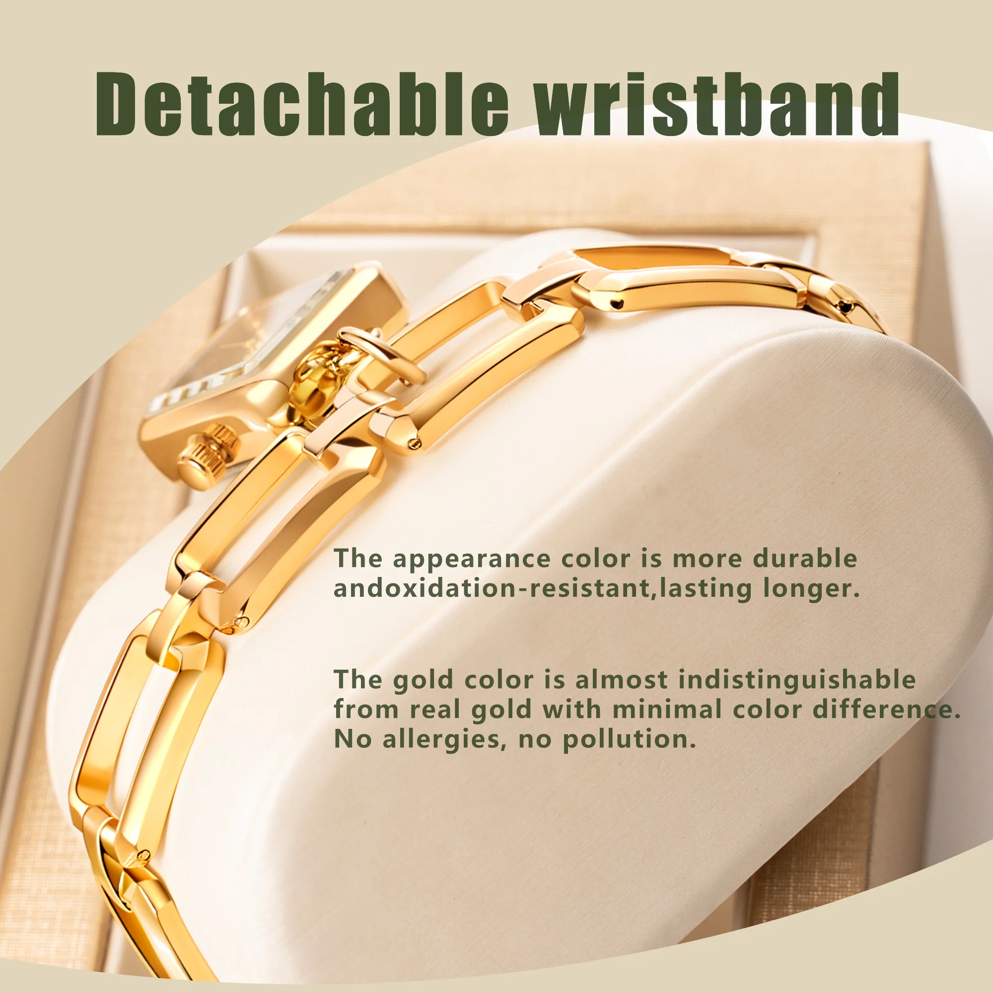 Yalalusi neueste Damen Quarzuhr Damen kleine Uhr Gold gehäuse grünes Gesicht Luxus Casual Fashion Armband