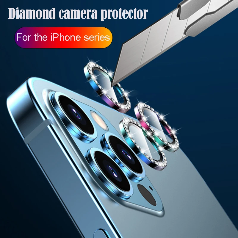 Película de lente de vidrio templado para iPhone11 12 13 12pro 13proMax, Protector de pantalla, lente de cámara protectora transparente de ojo de