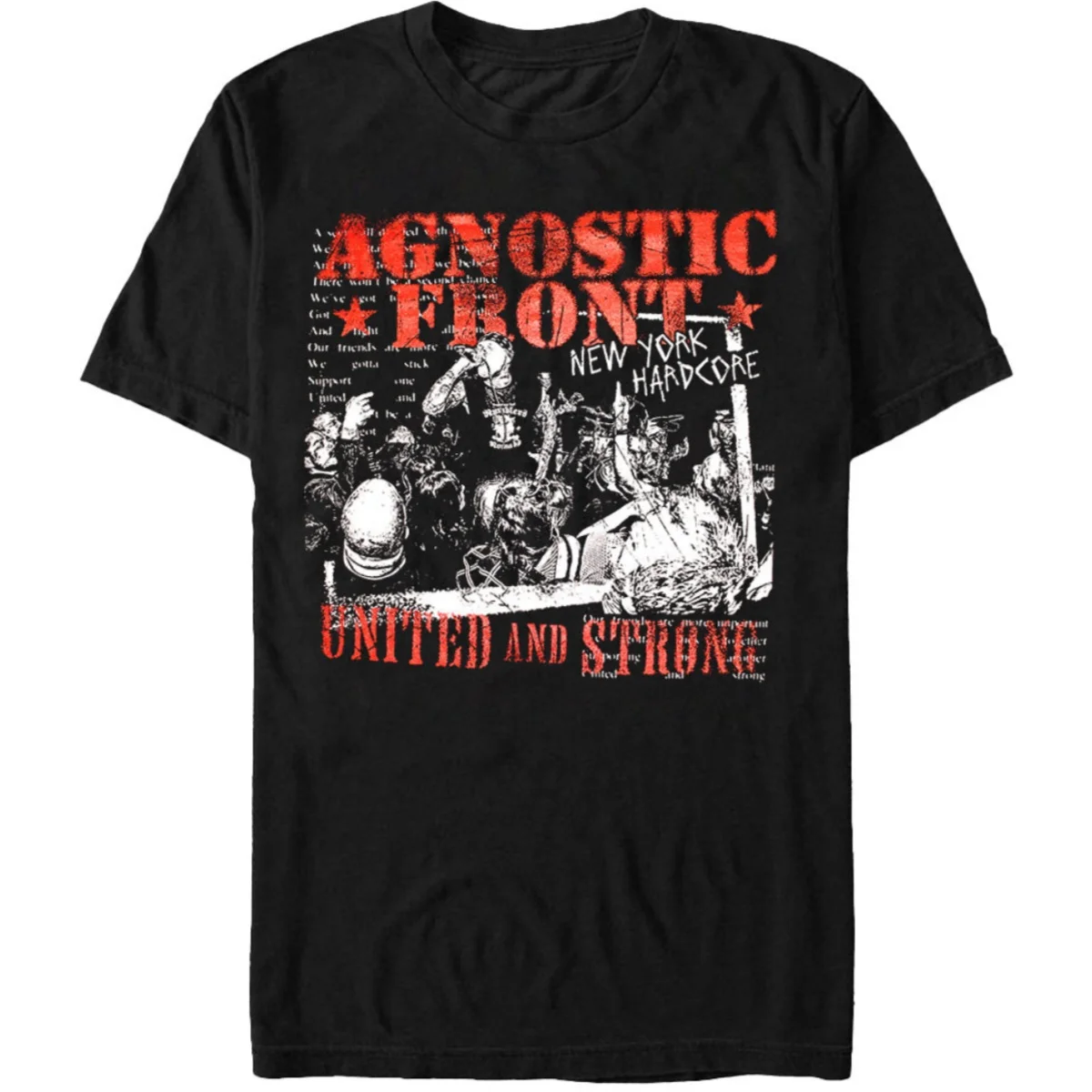 Camiseta de la banda United and Strong Agnostic Front, camiseta gráfica de algodón para hombres y mujeres, ropa de calle de verano