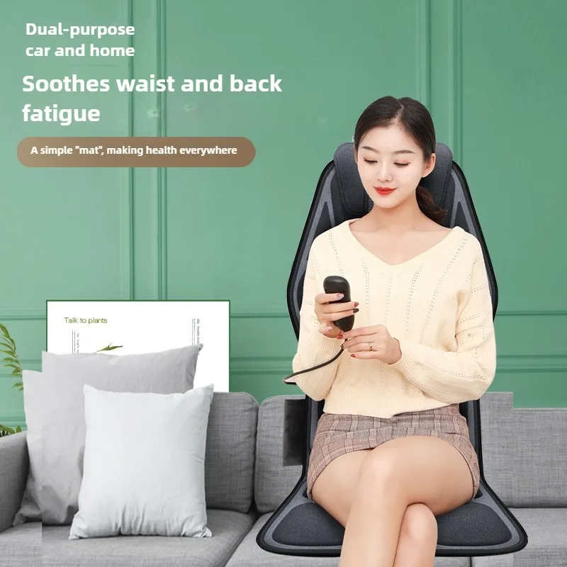 Car Massage Seat Cushion With Heating and Vibrating Lumbar Airbag Back Massage Chair Cushion With Manual Control Home Office Use