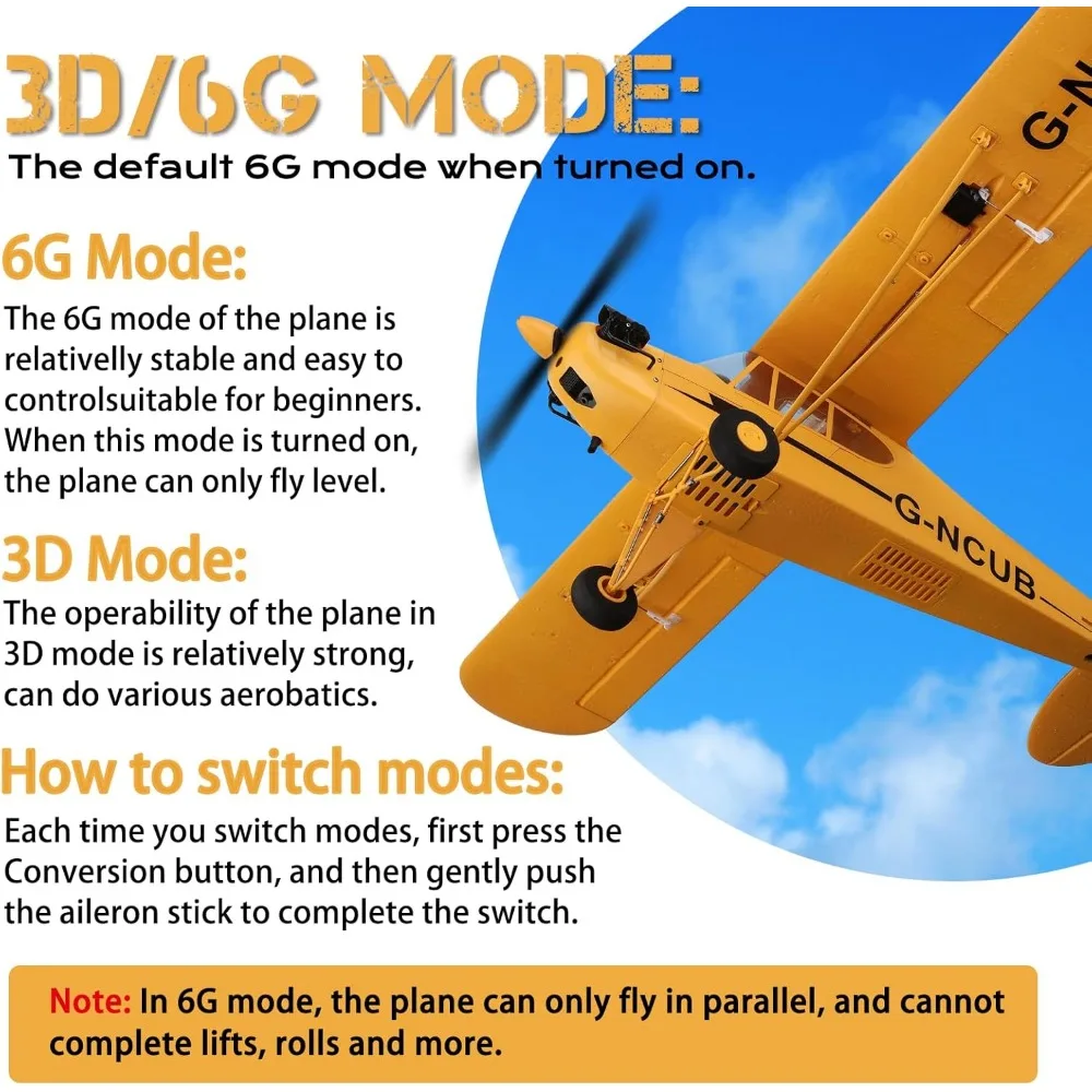 5 Channel 3D/6G RC Airplane with Brushless Motor, CKYSCHN WLtoys A160 J3 Model, Including 2 Batteries and 2.4G Remote Control