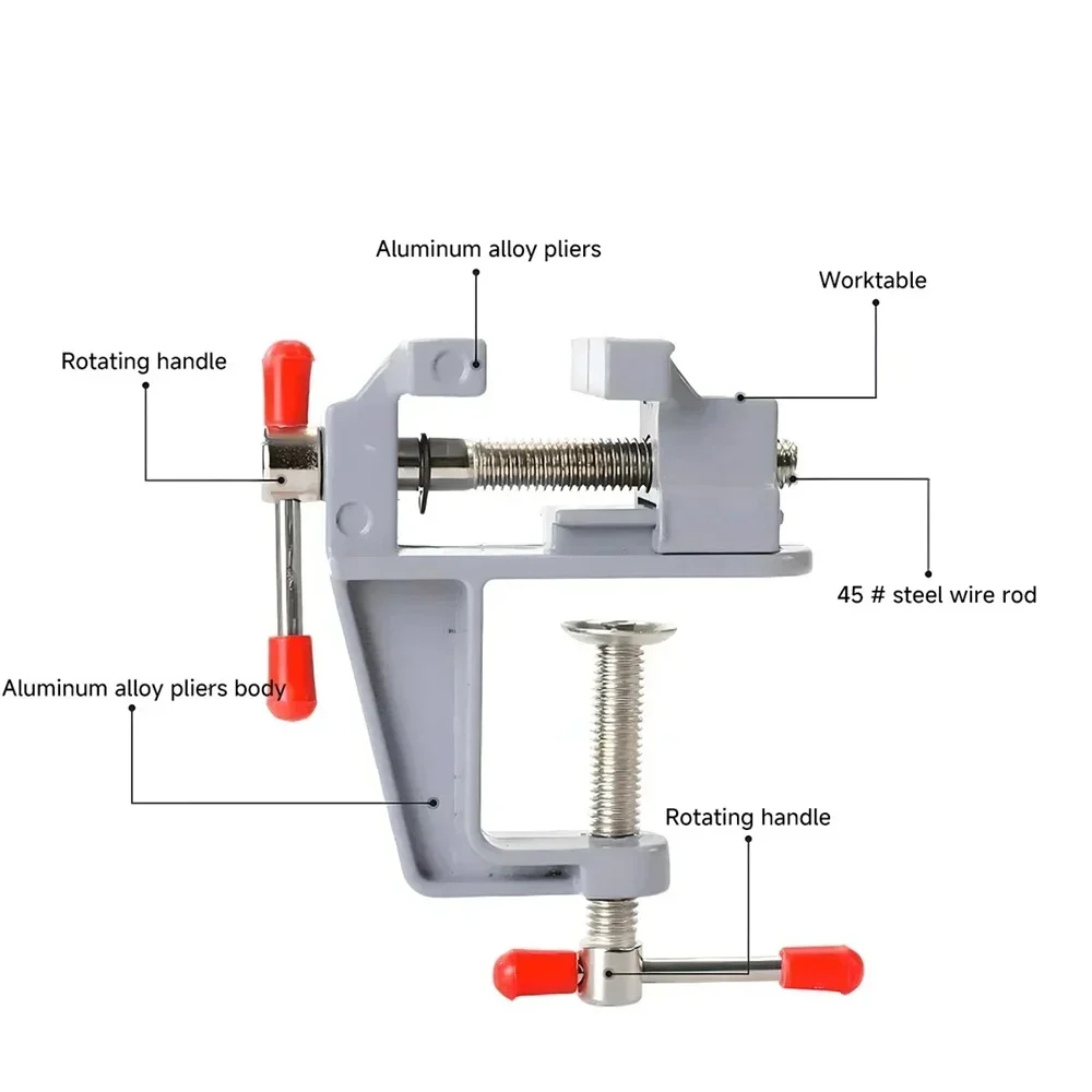 35MM Aluminium Alloy Table Bench Clamp Table Screw Vise for DIY Craft Mold Fixed Repair Toolmini Vise Multifunctional Bench Vise