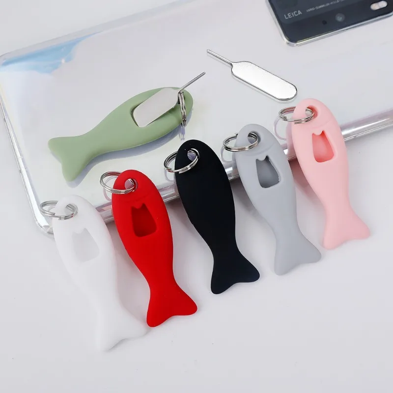 SIM Card Removal Needle Pin & Removal Tool Fish-shape Open Needle Tray Holders Key Pendant Phone SIM Card Opener Ejecter Tool