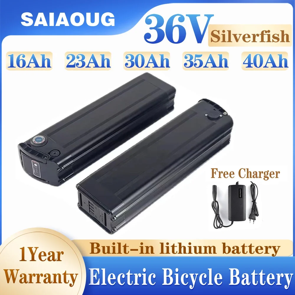 

36V 16Ah 23Ah Ebike Battery Brand Lithium Silver Fish Batterie For 30Ah 40AH 300W-500W-2000W Electric Bike Li-ion Battery Pack