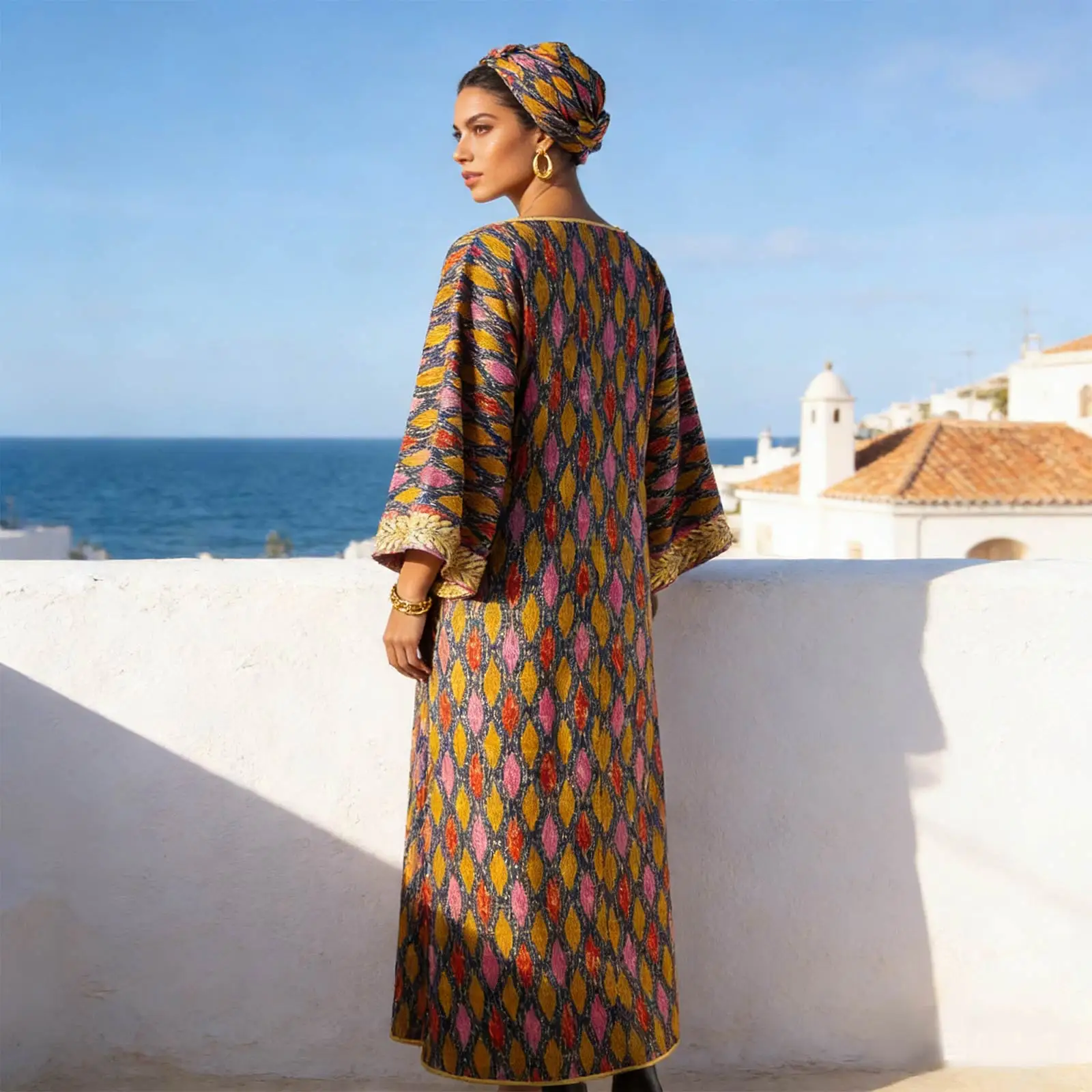 African Clothing for Women Female Suit Set Long Coat and Sleeveless Dress With Headscarf for Lady Traditional Outfits 2426029