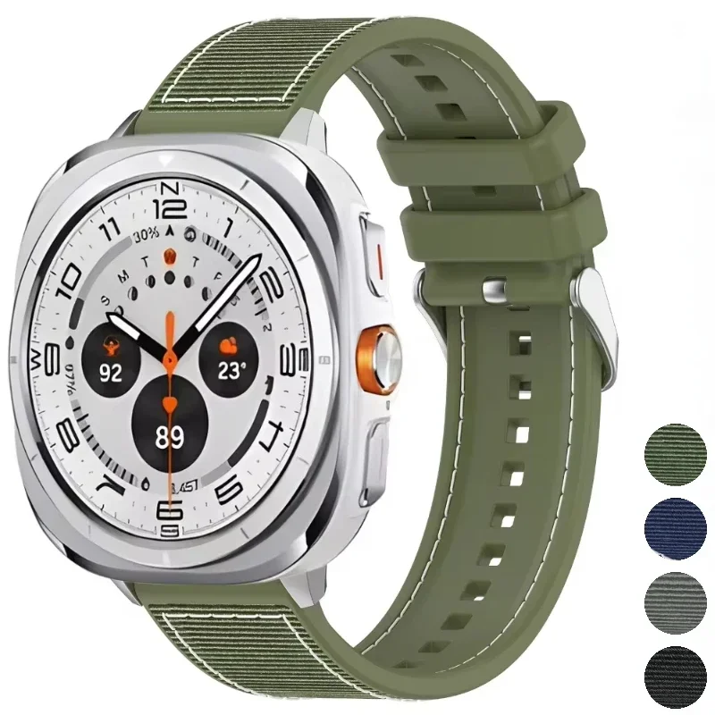 Силиконовый + нейлоновый композитный плетеный ремешок для Samsung Galaxy Watch Ultra 47 мм, спортивный браслет-браслет для Galaxy Watch Ultra Belt