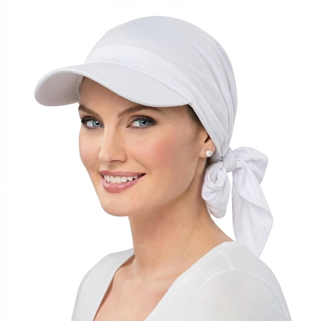 Chapéu Turbante Clássico Feminino de Cor Sólida, Chapéus de Sol com Aba Curvada, Boné de Beisebol, Chapéus de Sol, Lenço para a Cabeça