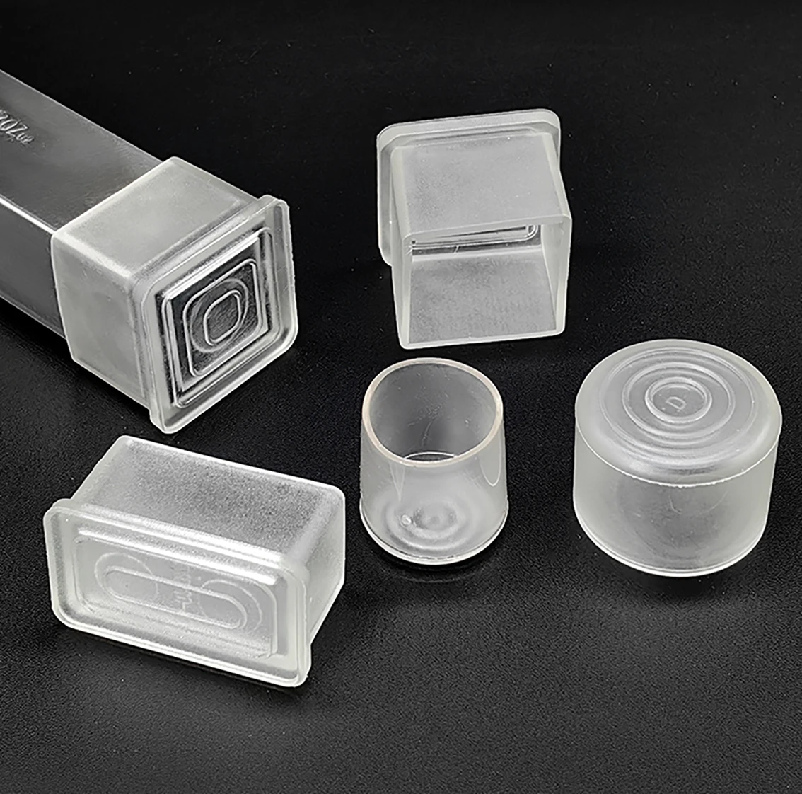 Clear PVC Soft Rubber Pipe Sleeve Transparent Square/Oval Caps Protection Gasket Dust Seal End Cover For Pipe Bolt Furniture