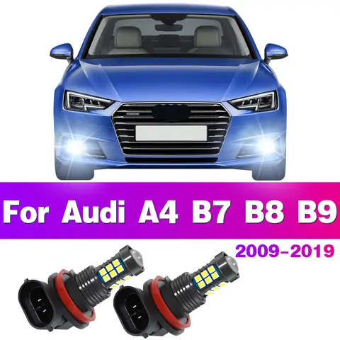 2Pcs LED Car Front Fog Light Lamps Bulb For AUDI A4 B7 B8 B9 2009 - 2019 2010 2011 2012 2013 2014 2015 2016 2017 2018 Accessory