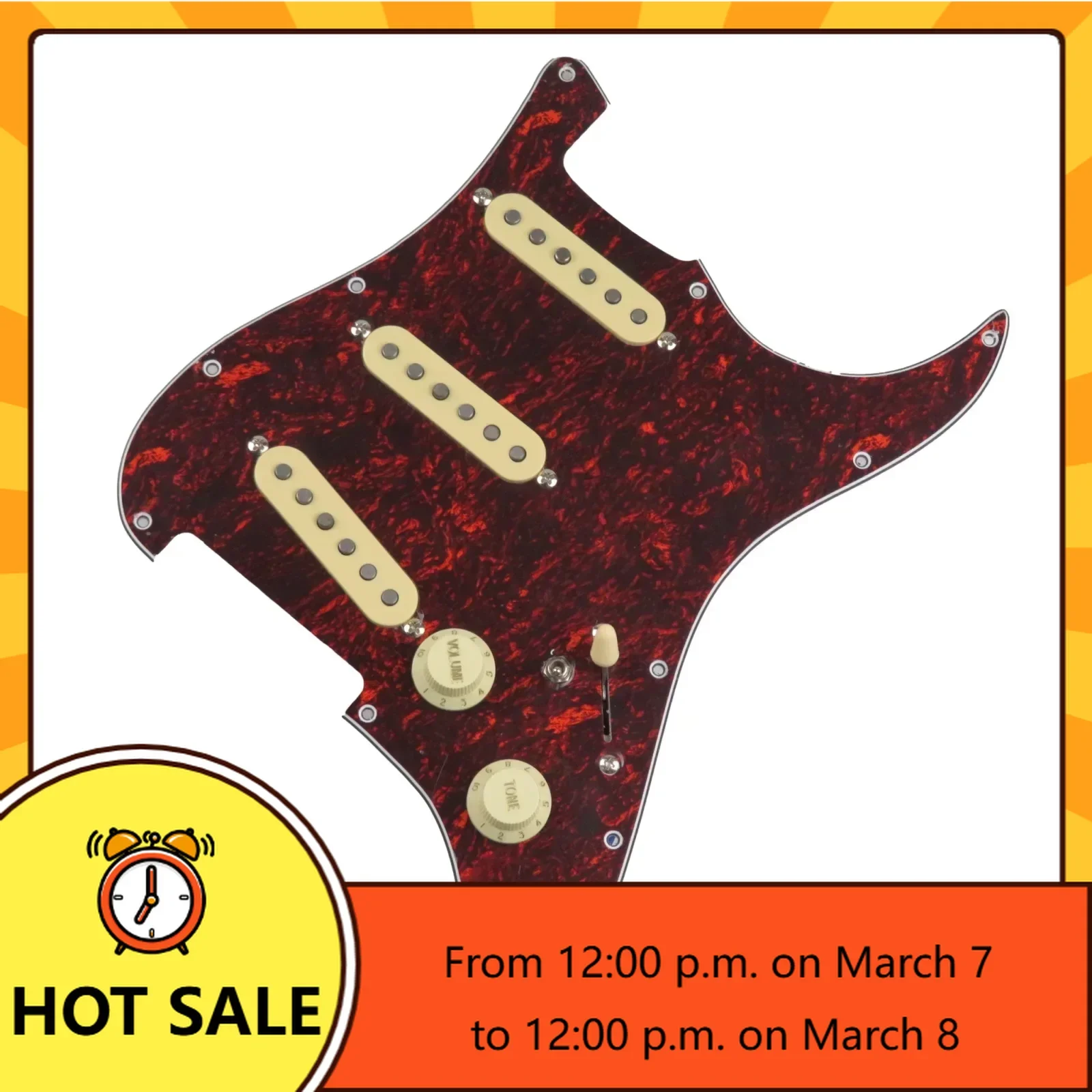 

Q-X Music Store-Loaded Pickguard Pickups Guitar Alnico 5 Pickups SSS Single Coils Pickups /Yellow Pickup Covers Set