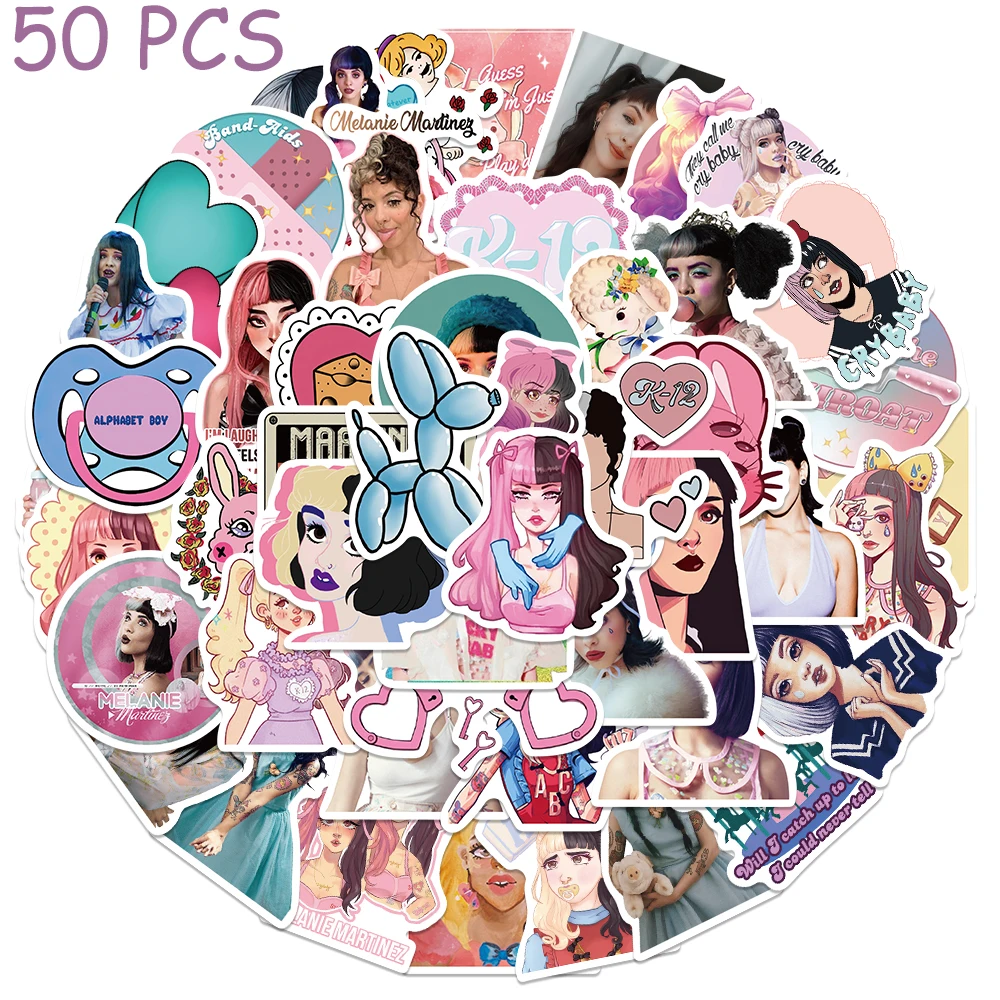 50pcs Hot Singer Melanie Martinez Stickers Superstar Concerts Decals For Phone Suitcase Skateboard Guitar Waterproof Stickers