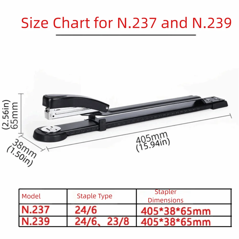 50-Sheet Capacity Long Reach Stapler Thickened Precision Scale Long Arm Stapler Metal Body Educational Paper Stapler For Booklet