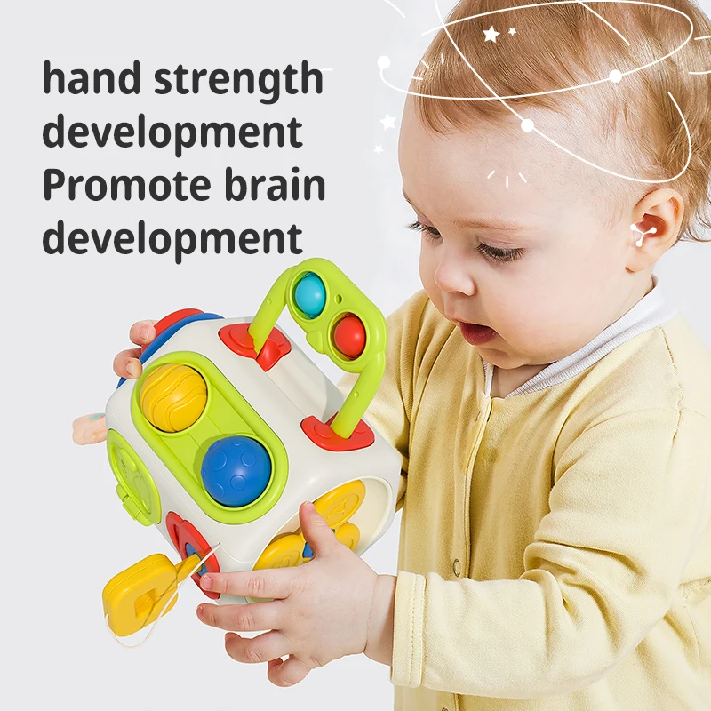 ของเล่นเด็ก Sensory กิจกรรม Busy Cube 10 In 1 Montessori สวิทช์ของเล่นกีฬาของเล่นพัฒนาสมองมือแบบพกพากลางแจ้งวันเกิด