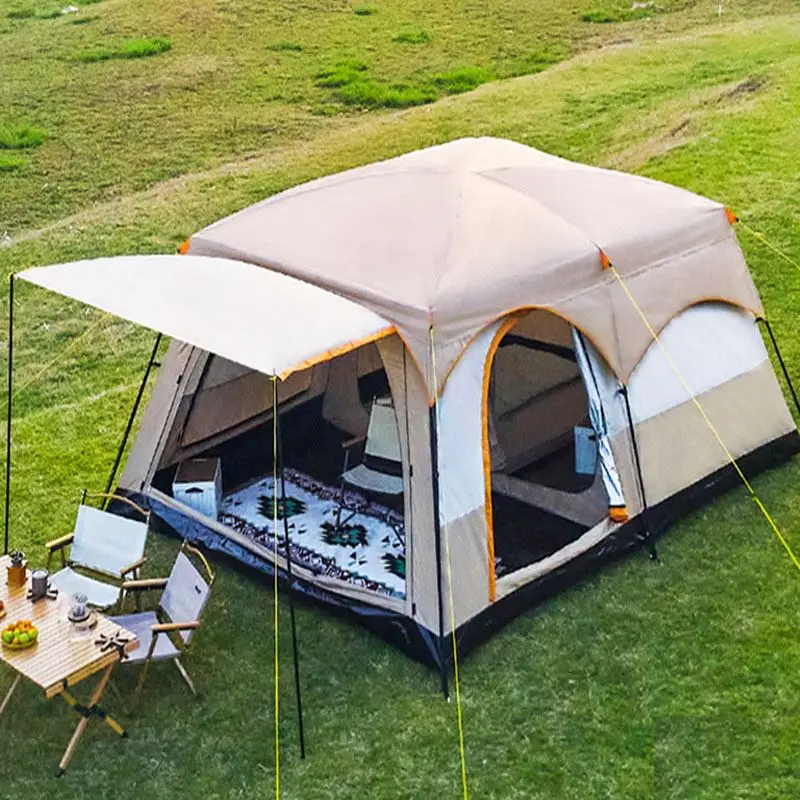 

Outdoor camping marquee, two bedrooms and one living room, park camping supplies, equipment, portable folding