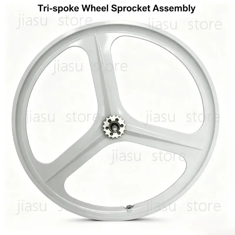 700C Fixed Gear Tri-spoke Integrated Wheel Set, Complete Front & Rear Wheels for Fixed Gear Bikes, Lightweight Cycling Parts