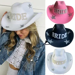 Western Cowboy Hat Bride Letter Stars Letter Western Cowboy Hat Diamond Tiara Cowgirl Cap Costume Cosplay Party Play Dress Up