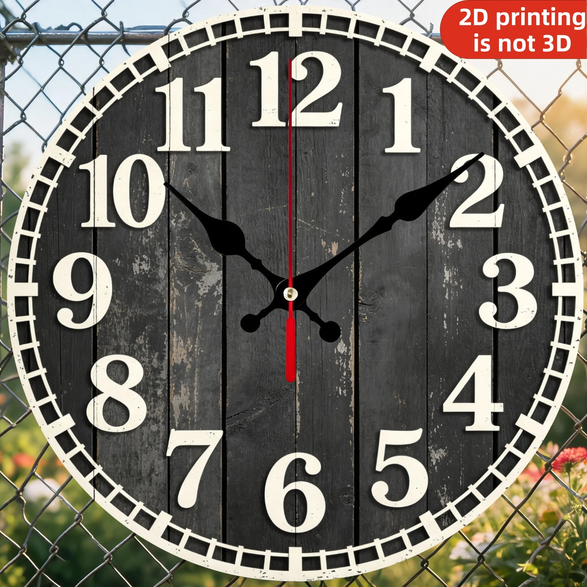 Black Distressed Wood Wooden Wall Clock, Silent Non Ticking Quartz Movement, 10/12 Inch Round Wood Clock for Home Decor, Living Room Bedroom Wall Decoration