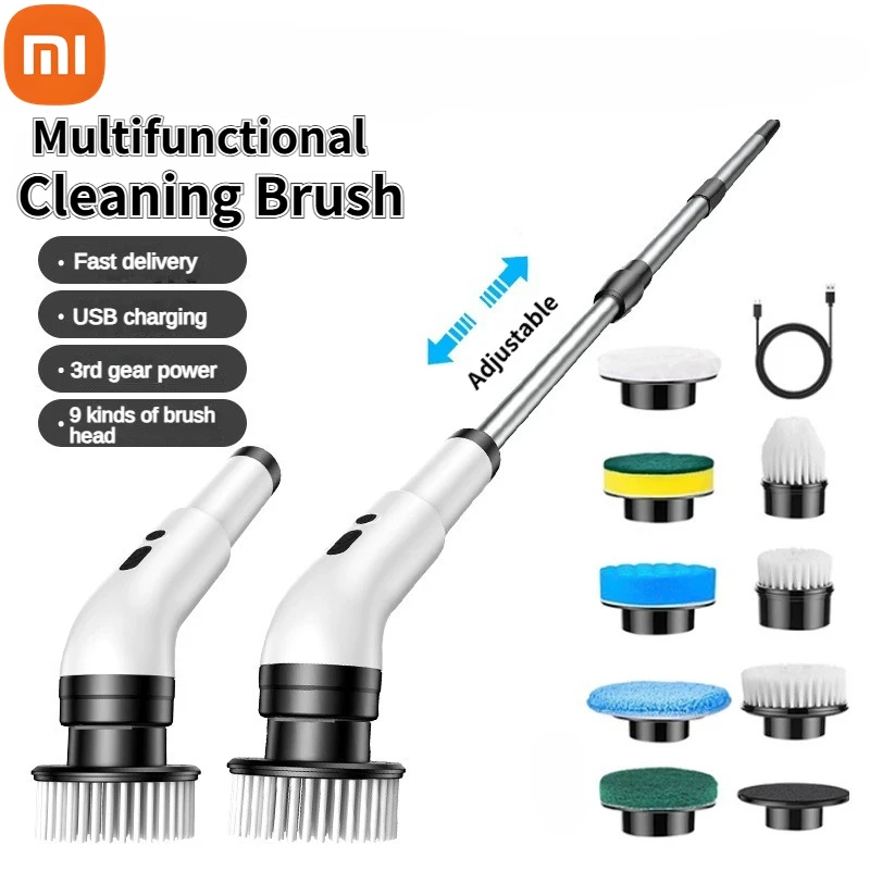 

Xiaomi Electric Cleaning Brush Long Handle Mop Brush Household Extended Telescopic Pole Kitchen Bathroom Toilet Cleaning Tool