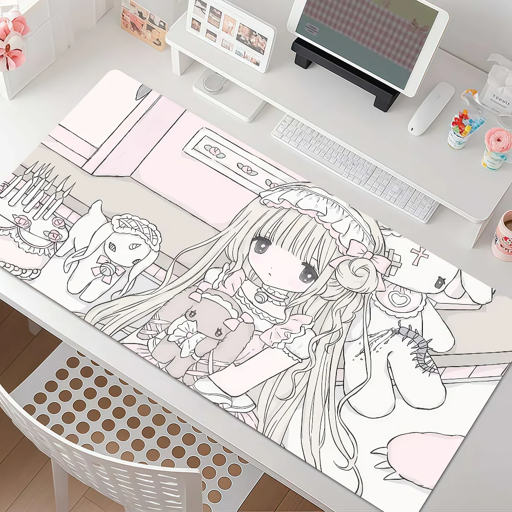 Cute Anime Angel Girls Mouse Pad Anti Slip Rubber Edge Locked Thickened Laptop Gaming Desk Mat