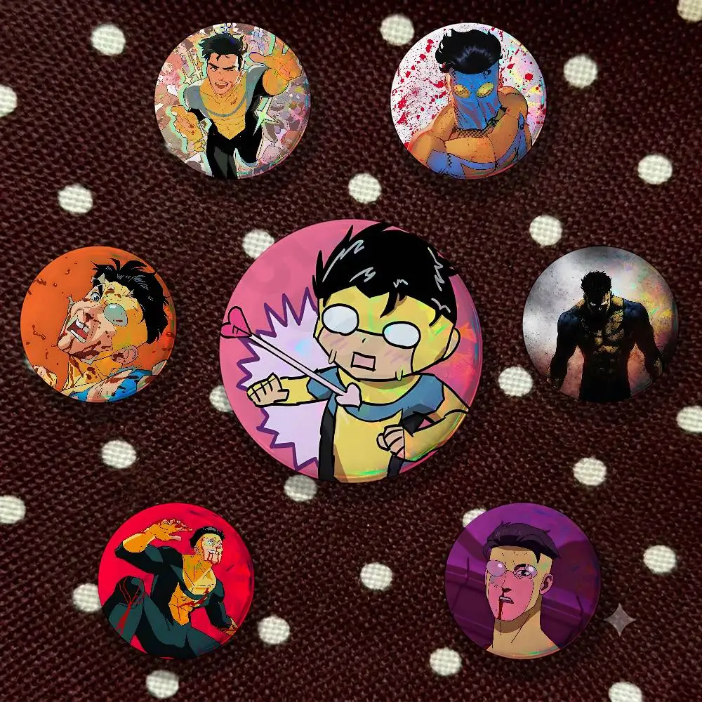 Invincible M-Mark Atom_M Eve Tinplate Enamel Pins Creativity Printed Pictures Text Metal Lapel Badges Brooches