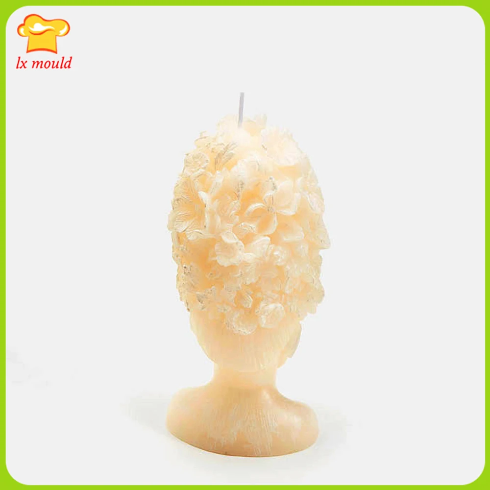 3D Flower Fairy Head Sculpture Candle Mould Figure Bouquet Wedding Birthday Decoration Aromatherapy Plaster Wax Mold DIY