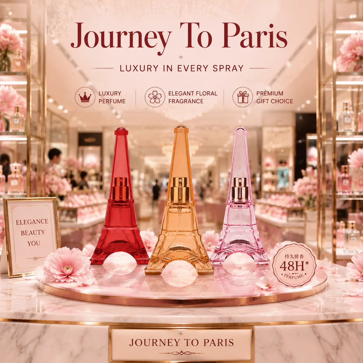 Women's Perfume Long Lasting Fragrance 50ml Fresh Floral Eau De Parfum Mini Eiffel Tower Bottle Romantic Gift Perfume For Women view 5