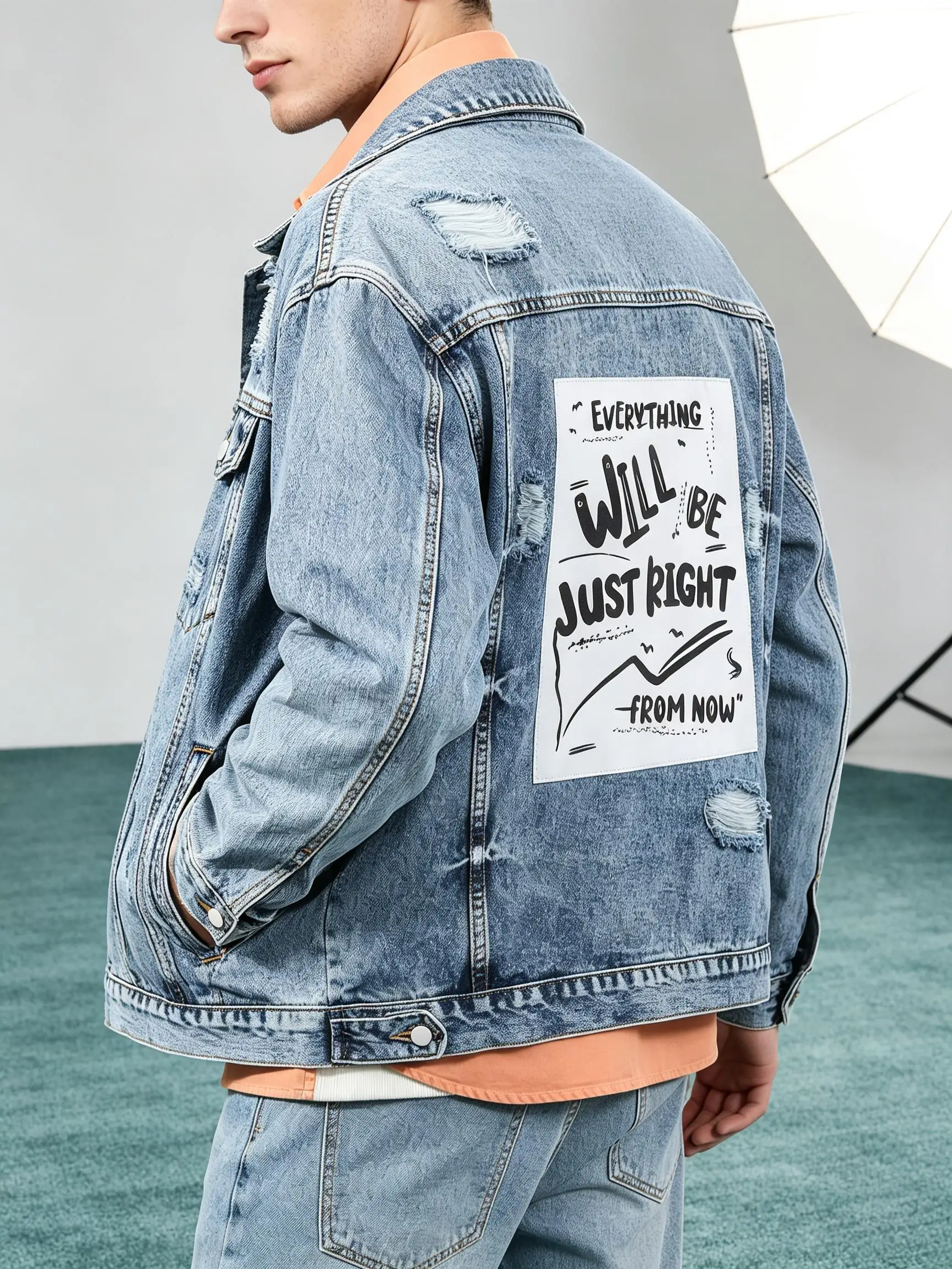 Trendy Oversized Lightweight Denim Jacket Men, Drop Shoulder Street Style Thin Coat, Relaxed Fashion Fit, Comfortable Gift for B