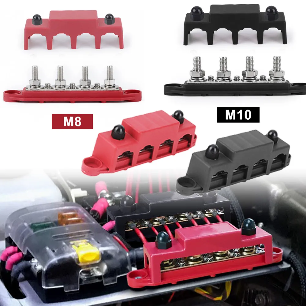 Boat negative pole wiring row column RV modified sink line row AC and DC universal M8M10 high current wiring 4 studs