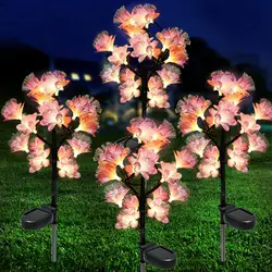 1/2 PCS 15 LED Camellia Flower Outdoor Solar Lights Outdoor Waterproof Fairy Atmosphere Night Light Solar Powered Suitable