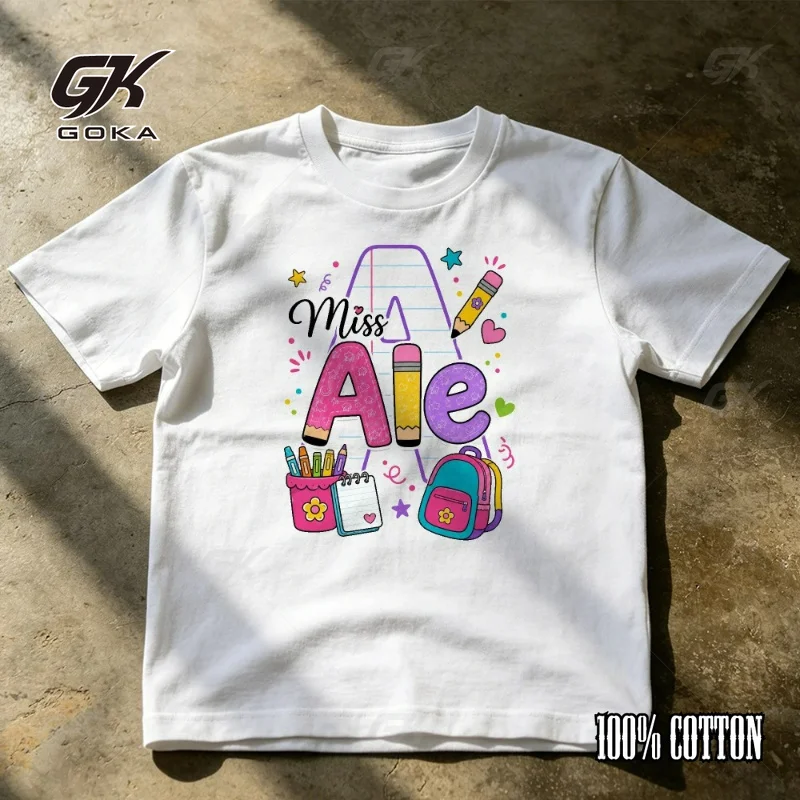 Teacher T Shirt Cute School Stationery Pencil Backpack Graphic Tees Men Fashion Short Sleeve Teacher Back To School Gift