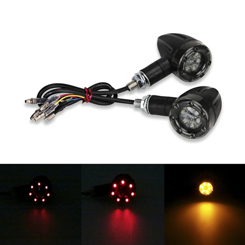 Motorcycle Bike LED Amber+red Turn Signal Blinker Light Indicator Bulbs