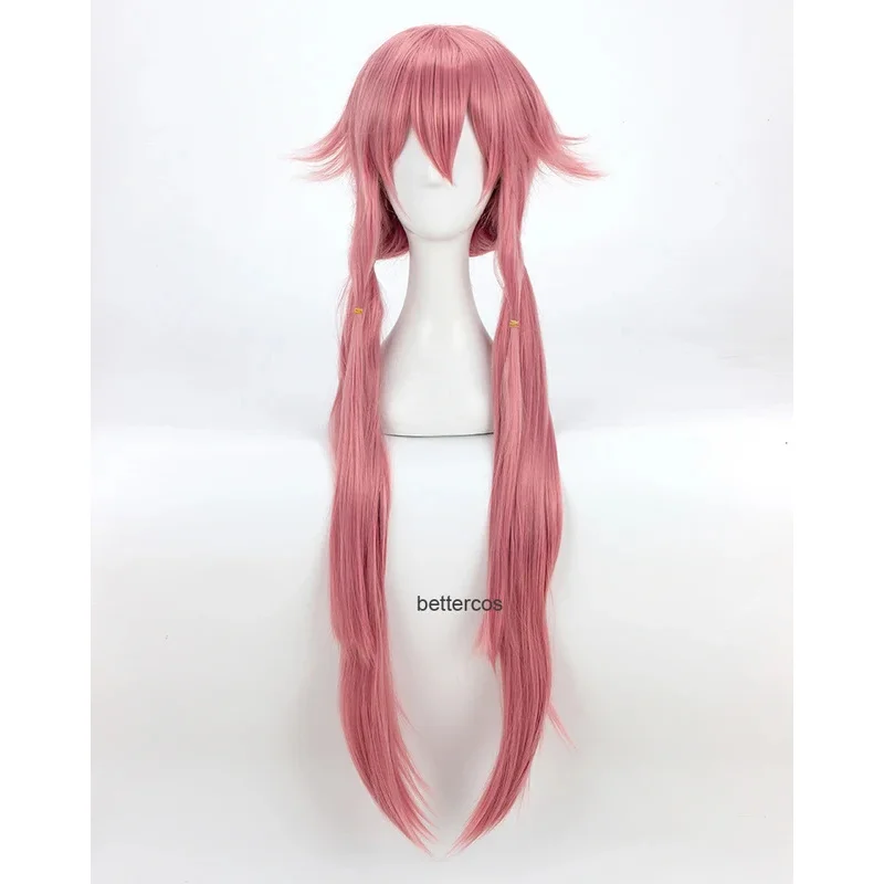 المستقبل يوميات يونو غاساي شعر مستعار تأثيري 80 سنتيمتر طويل الوردي مستقيم مقاومة للحرارة شعر مستعار اصطناعي + غطاء شعر مستعار