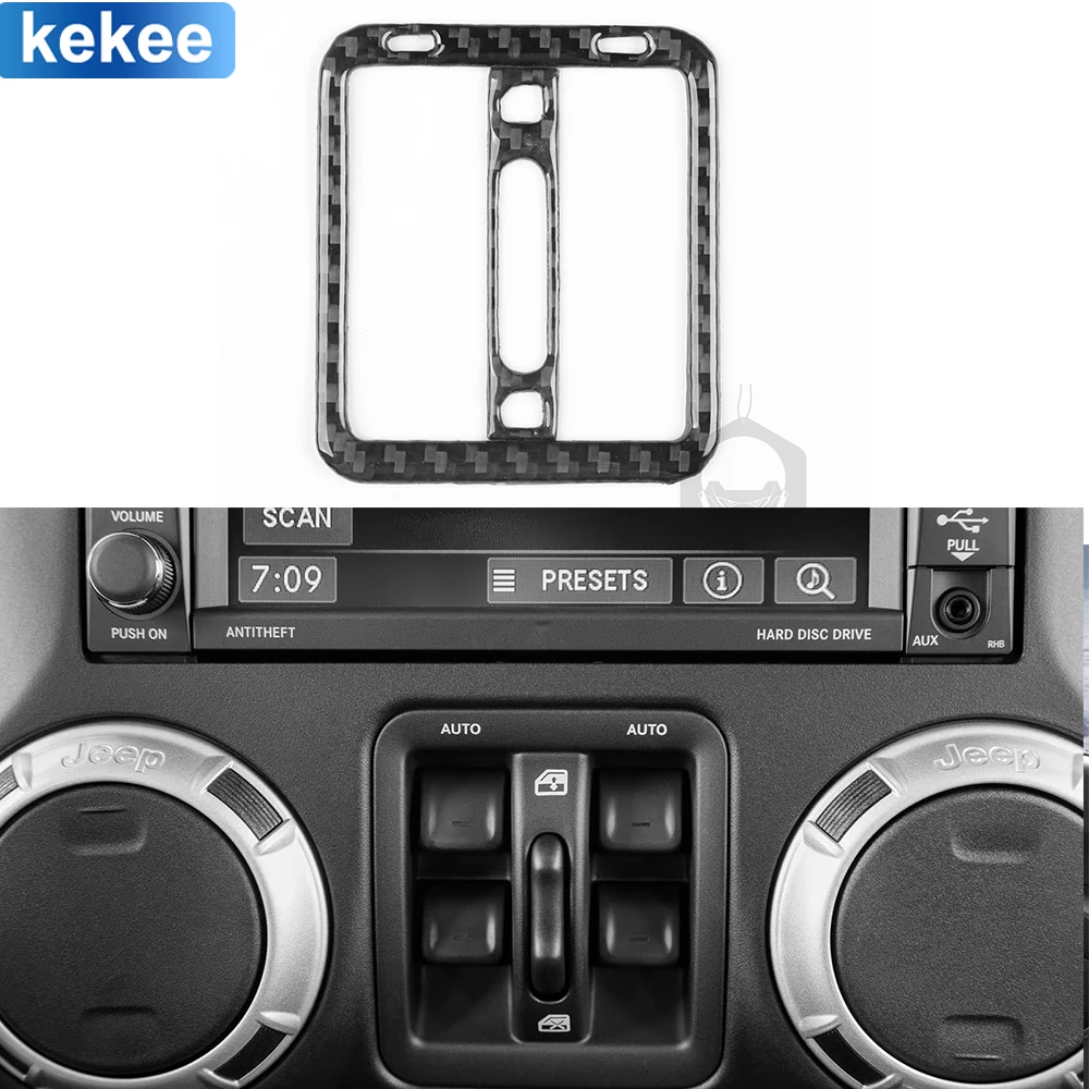 

For Jeep Wrangler JK 2011-2017 Dashboard Control Frame Cover Trim Real Carbon Fiber Stickers Car Interior Moulding Accessories