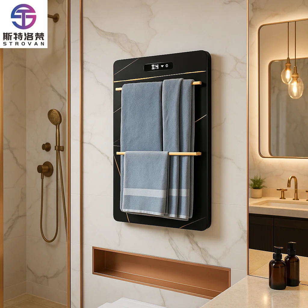 

Modern Waterproof Quick Dry Anti-Rust Bathroom Towel Warmer Wall Mounted Sintered Stone Panel Electric Heated Rack