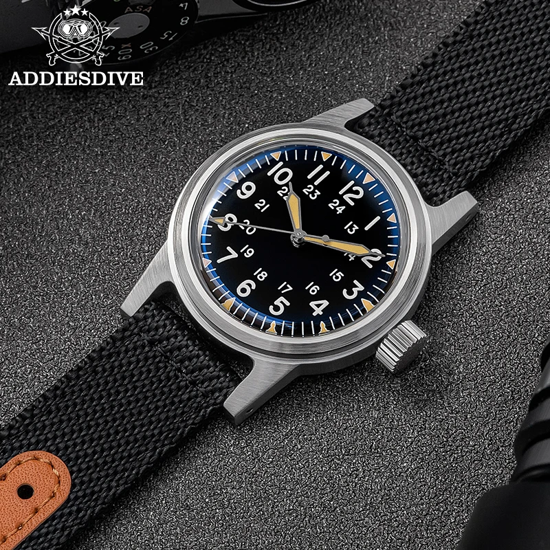 ADDIESDIVE New Vintage Men's Watch 36mm Stainless NH35 Automatic Mechanical Watches 20Bar Waterproof C3 Luminous Sports Watch