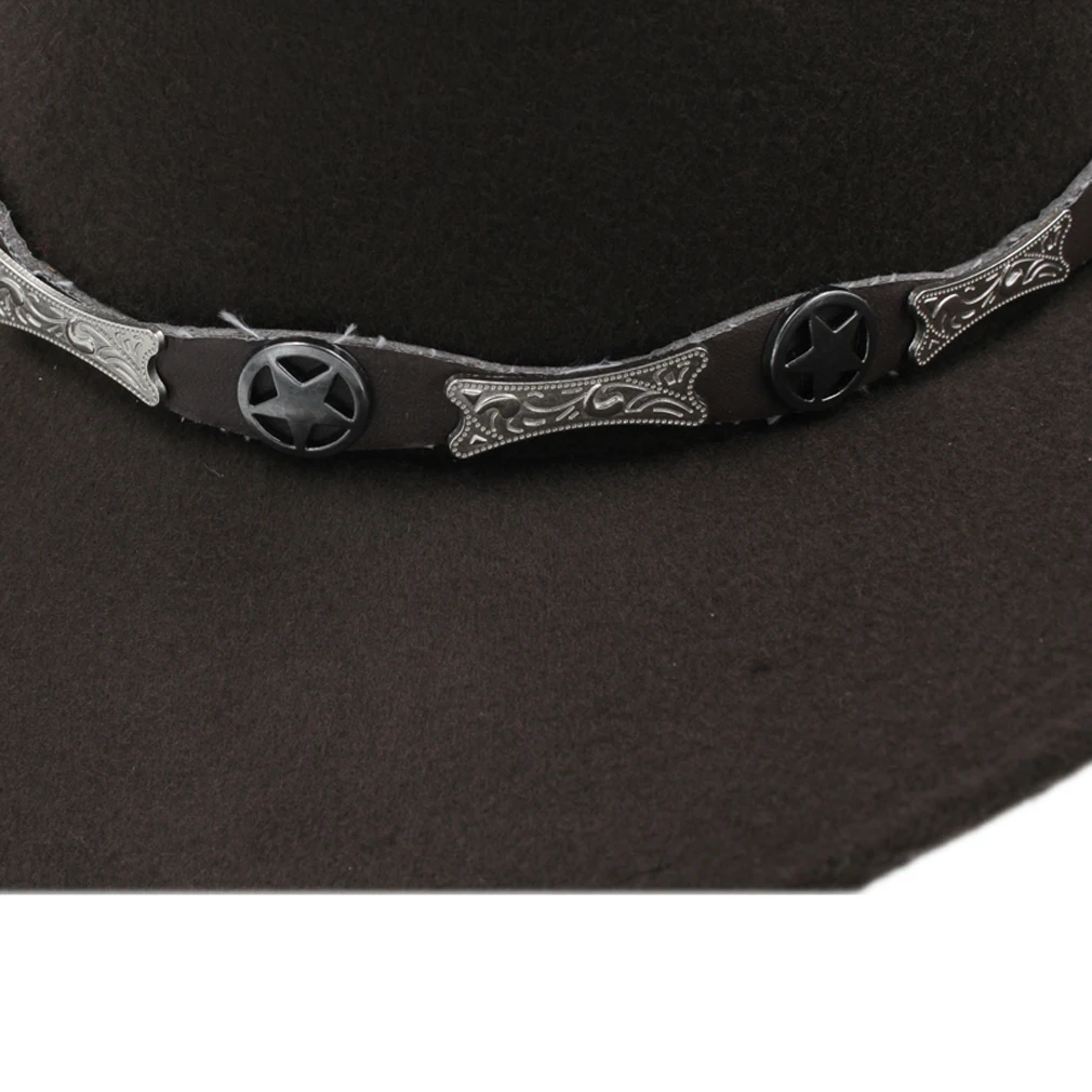 Cappello da cowboy occidentale da uomo da donna a tesa larga con cintura in pelle Costume da cowgirl Cappelli stile Fedora Chapeau per feste in maschera di compleanno