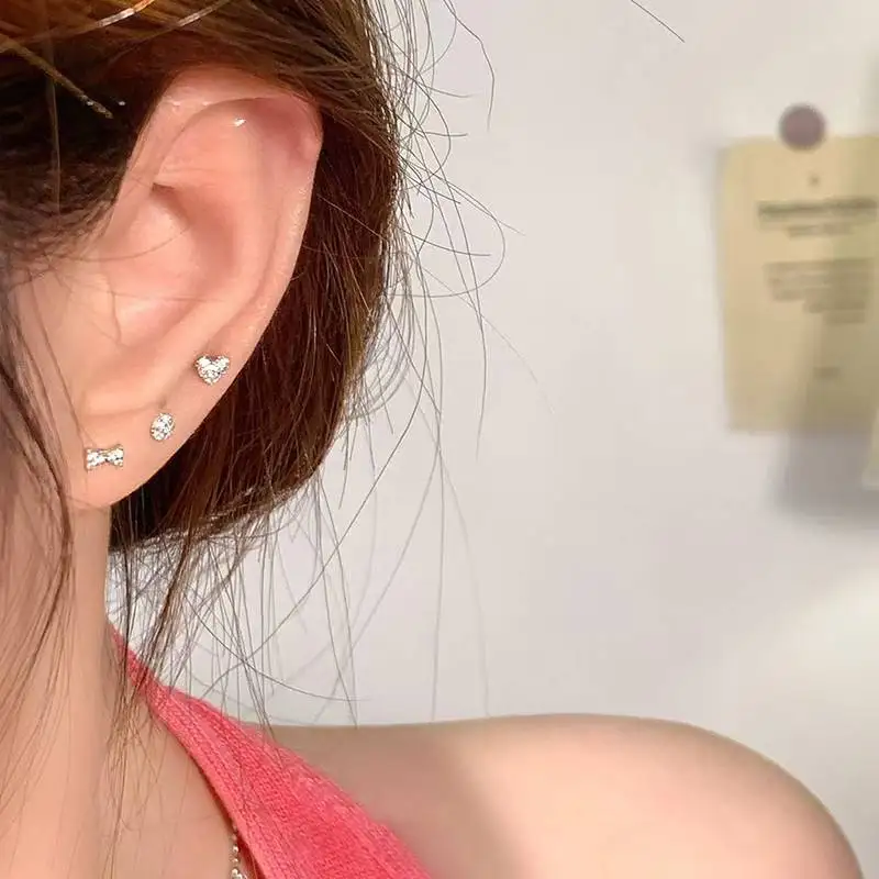 حقيقي 925 فضة صغيرة هندسية الزركون وأقراط لسحر المرأة العصرية مشرقة غرامة مجوهرات الحد الأدنى اكسسوارات #5