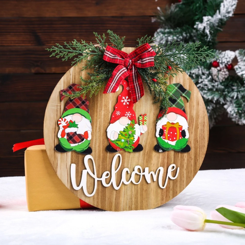 New Christmas Decorations Christmas Wreaths Wooden Doorplates Christmas Home Furnishings Faceless Dolls Welcome Door Hangers
