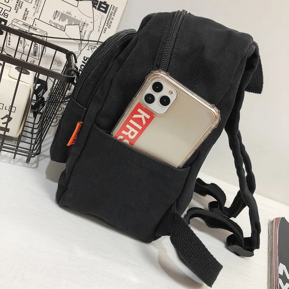 Stylish Female Solid Color Travel Backpacks Large Capacity Student School Knapsacks Ladies Canvas Zipper Rucksacks