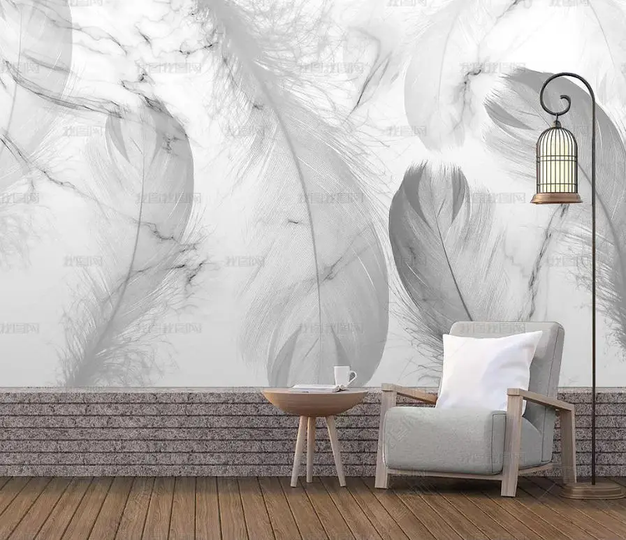 Custom 3D Photo Mural Colorful feather wallpaper Leaves Color Retro Wallpaper Bedroom Living Room Wall Decor Home painting
