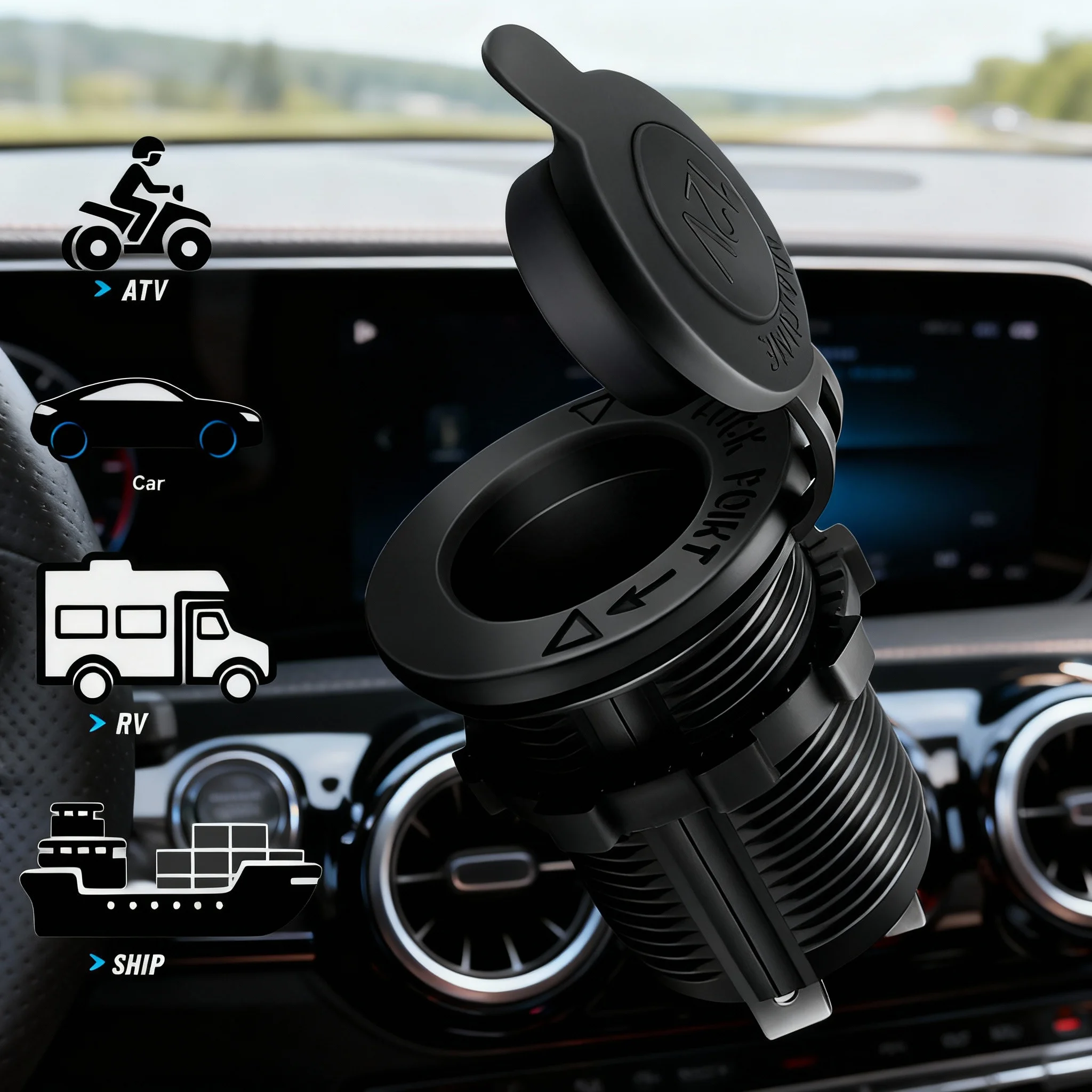 1/2/3 قطعة مقبس ولاعة السجائر سيارة البحرية دراجة نارية ATV RV مقبس ولاعة مقبس مخرج طاقة وعاء 12 فولت مقاوم للماء التوصيل