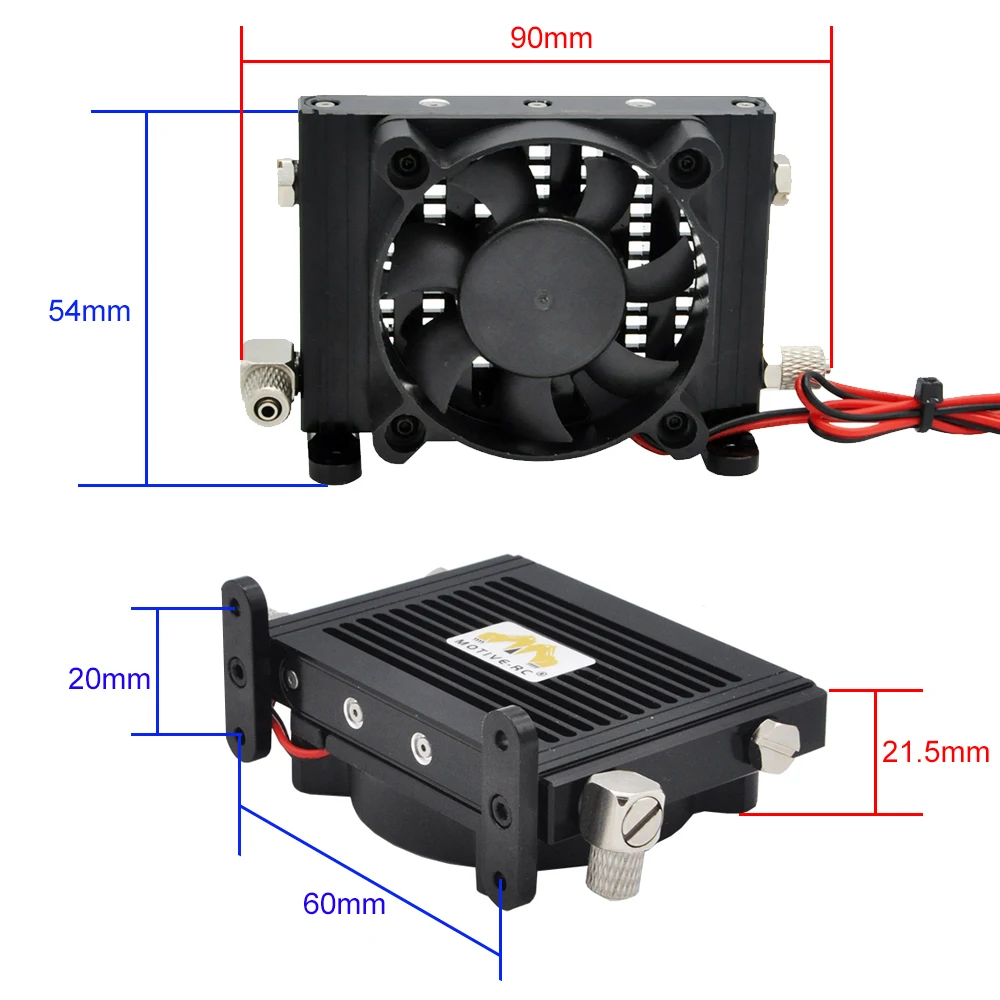 Radiatore in metallo per olio idraulico da 90*54mm con ventola da 5V per escavatore RC 1/14 1/12 JDM MT Kabolite HUINA LESU modello MOTIVE-RC parti