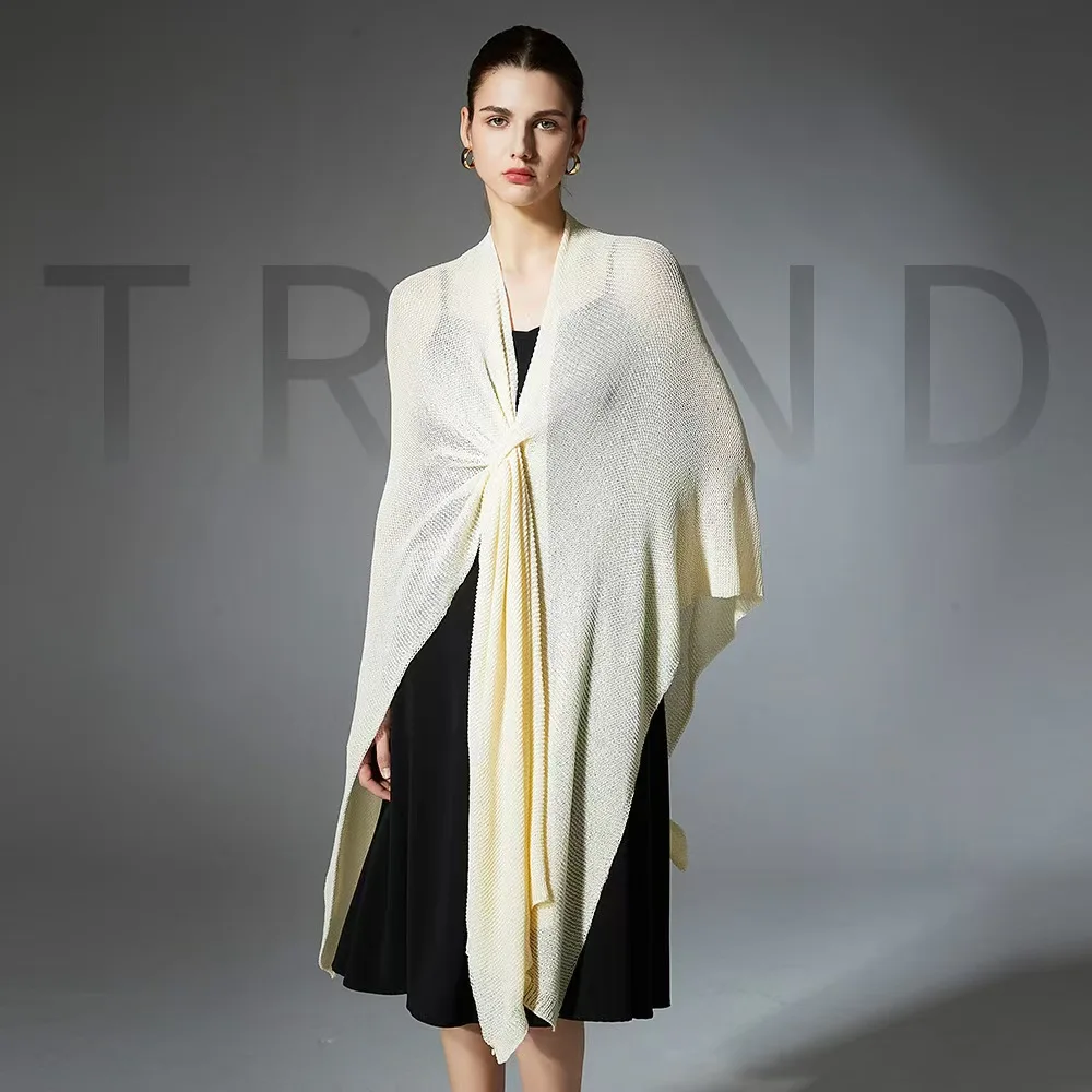 

New shawl spring and summer thin knitted cardigan solid color shawl outer outfit