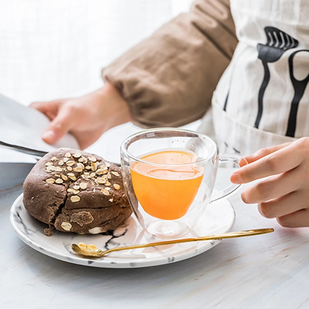 الحب على شكل الزجاج القدح الحب شكل قلب طبقة مزدوجة مقاومة للحرارة درينكوير شفاف عاشق أكواب القهوة كوب هدية