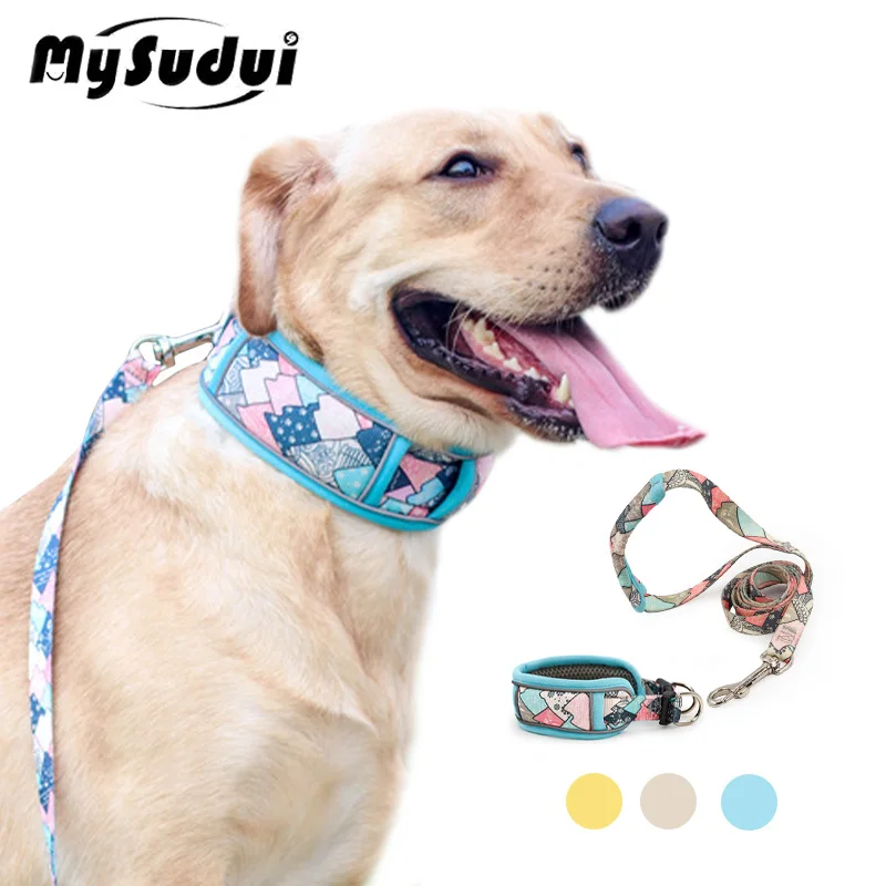 Adjustable Dog Collar And Leash Set Reflective Pet Collar With Strong Safety Buckle Soft Durable For Small Medium Large Dogs