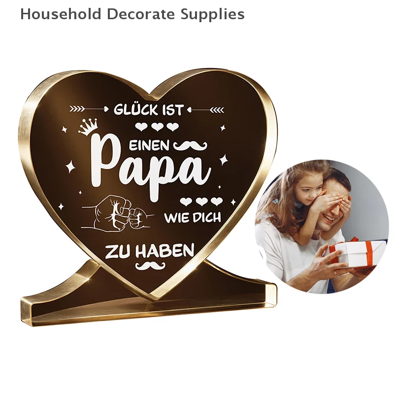 Regalos de cumpleaños para papá, placa acrílica de corazón de Regalos Para Papá Para decoración de escritorio de oficina, pisapapeles de recuerdo, regalos Para papá
